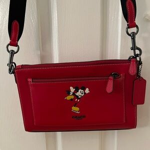Coach Disney X Crossbody With Ice Skate Mickey Mouse Red
